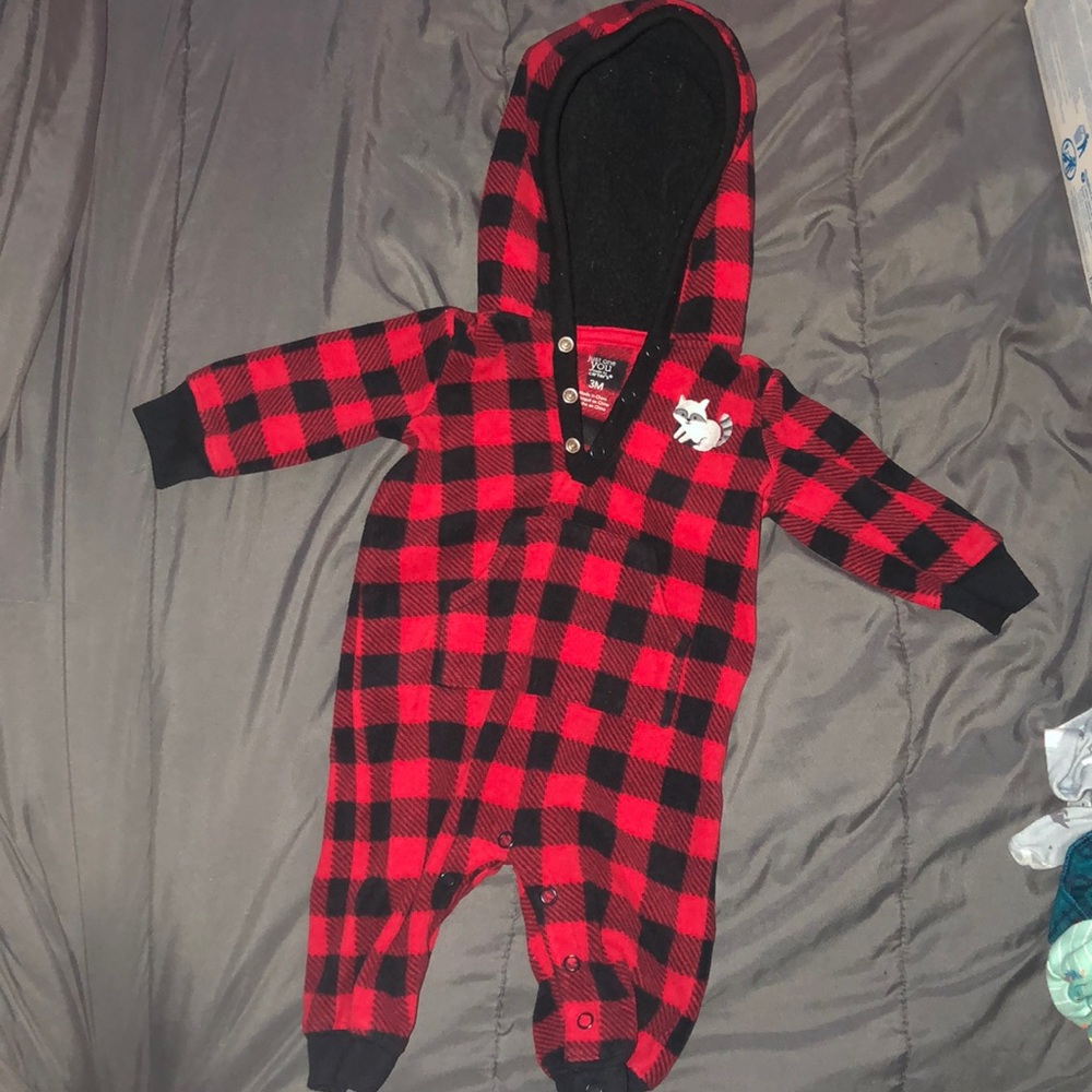 Red plaid onesie